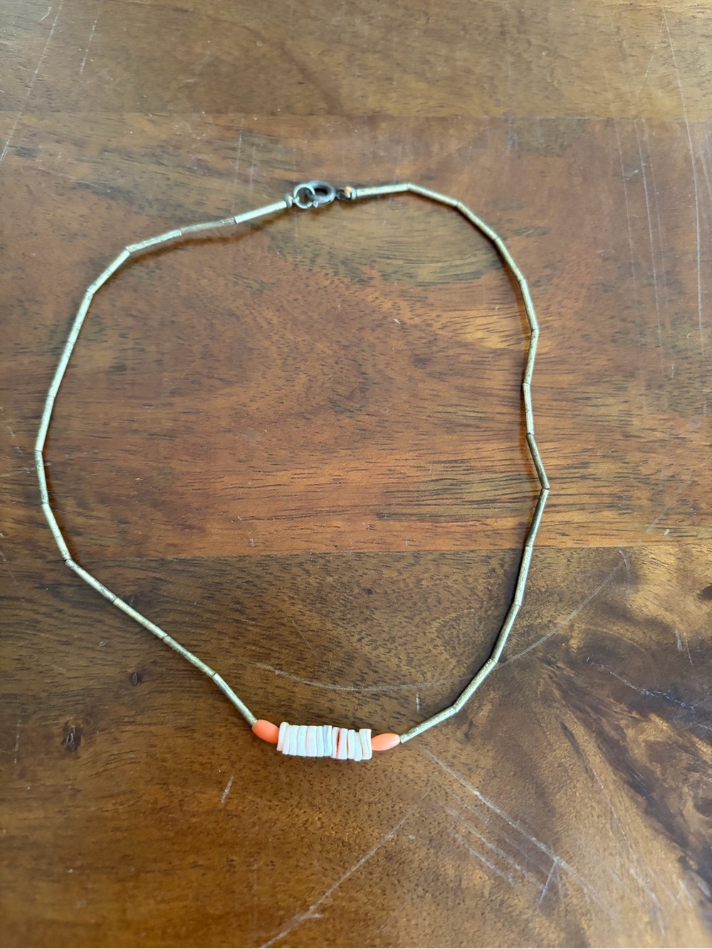 Vintage Necklace with White and Coral Accents